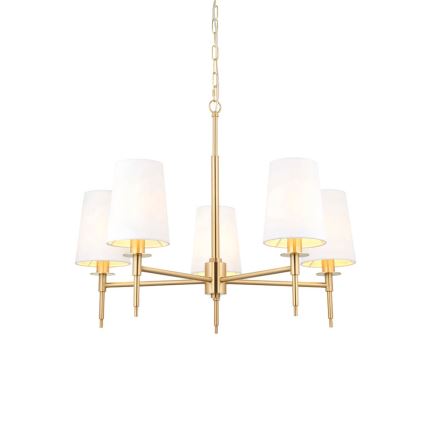 Endon 99458 - Lustre suspendu à chaîne 5xE14/6W/230V doré/blanc