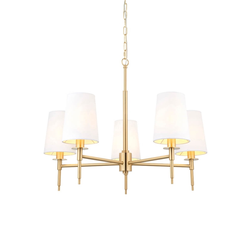 Endon 99458 - Lustre suspendu à chaîne 5xE14/6W/230V doré/blanc