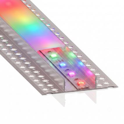 KIT 1x ruban LED RGBW dimmable NEO LITE MUSIC LED/24W/230V 5 m IP65 Wi‑Fi Tuya + 5 profils encastrables de 1 m, argenté/blanc + télécommande
