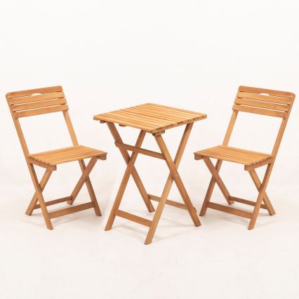 Ensemble balcon avec coussins en hêtre