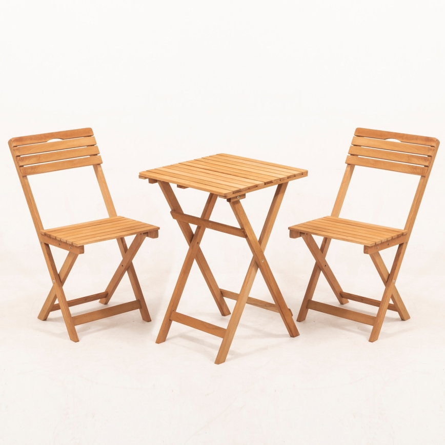 Ensemble balcon avec coussins en hêtre