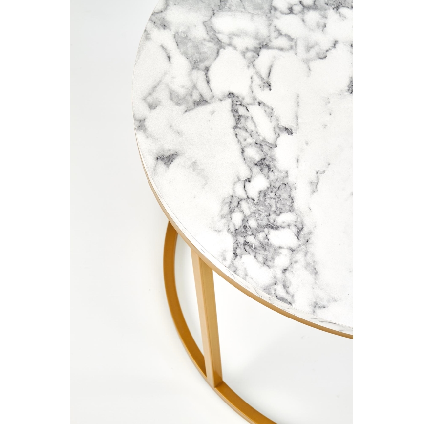 Ensemble de 2 tables basses PACILA au décor effet marbre et à la finition dorée