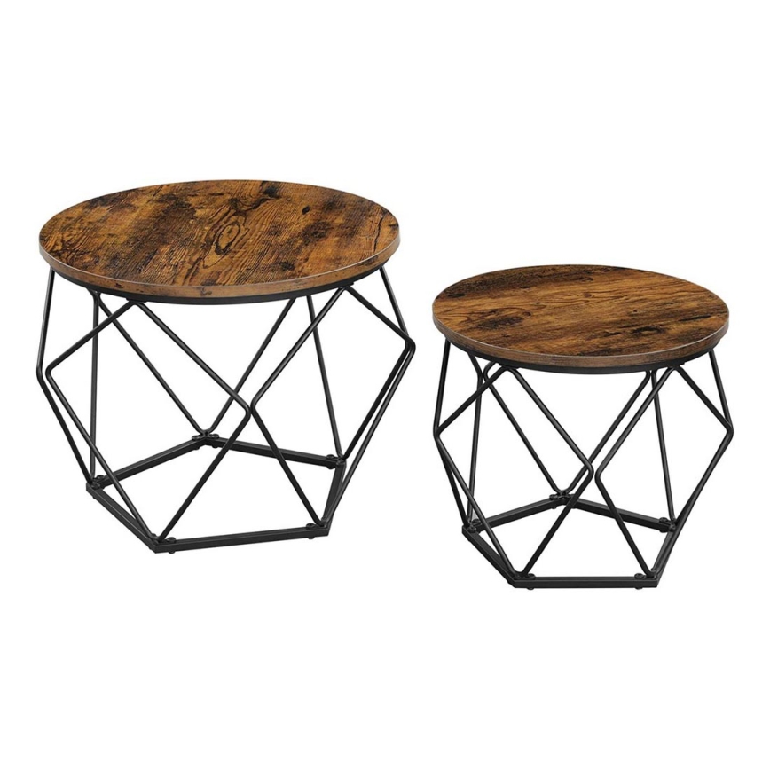 Ensemble de 2 tables basses TALIA brun et noir