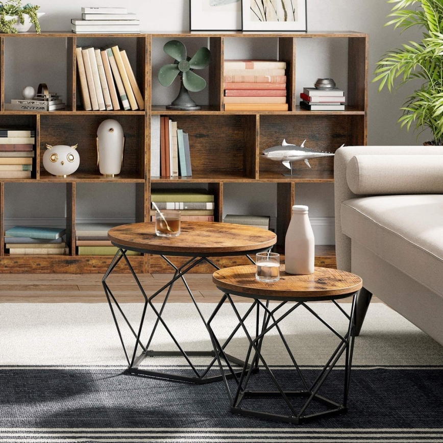 Ensemble de 2 tables basses TALIA brun et noir