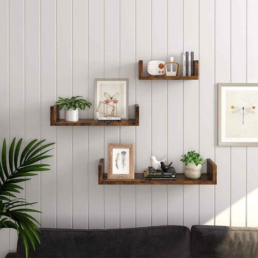 Ensemble de 3 étagères murales SHELFY marron