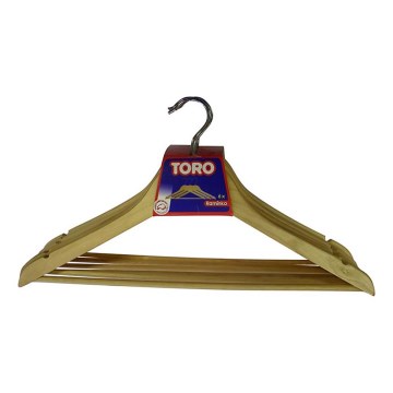 ENSEMBLE de 6 cintres en bois 23x44,5 cm