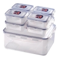 ENSEMBLE de 7 boîtes alimentaires LOCK bleu/transparent