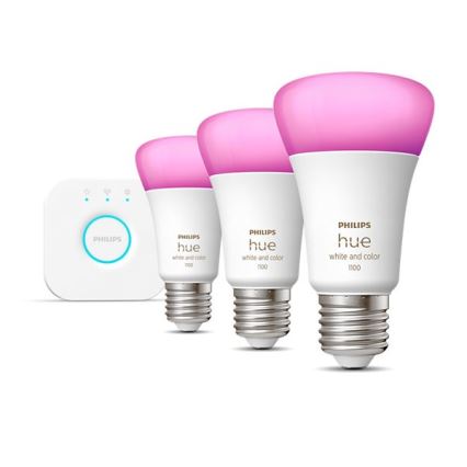 Ensemble de base Philips Hue WHITE AND COLOR AMBIANCE 3xE27/9W/230V 2000-6500K + dispositif d'interconnexion
