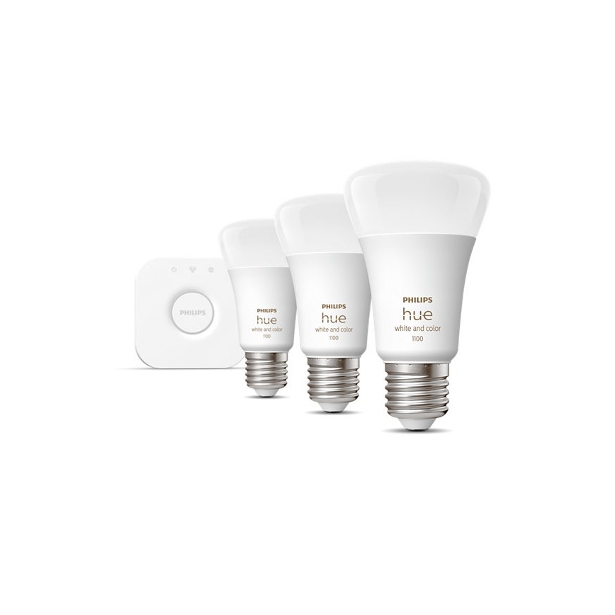 Ensemble de base Philips Hue WHITE AND COLOR AMBIANCE 3xE27/9W/230V 2000-6500K + dispositif d'interconnexion