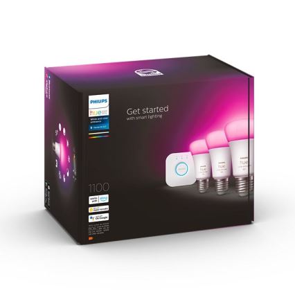 Ensemble de base Philips Hue WHITE AND COLOR AMBIANCE 3xE27/9W/230V 2000-6500K + dispositif d'interconnexion