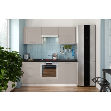 Ensemble de cuisine CELESTE 180 cm laqué taupe brillant