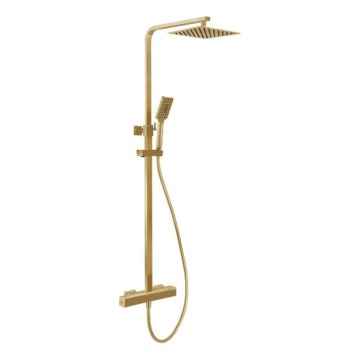 Ensemble de douche avec mitigeur thermostatique NAESBY en laiton brossé
