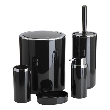 Ensemble de salle de bain CARMEN 5 pce noir/chrome brillant