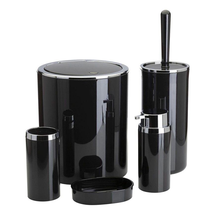 Ensemble de salle de bain CARMEN 5 pce noir/chrome brillant