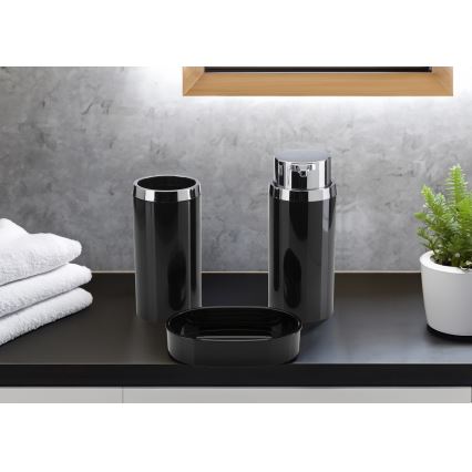 Ensemble de salle de bain CARMEN 5 pce noir/chrome brillant