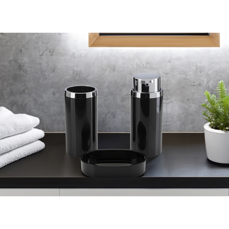 Ensemble de salle de bain CARMEN 5 pce noir/chrome brillant
