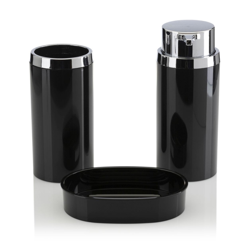 Ensemble de salle de bain CARMEN 5 pce noir/chrome brillant