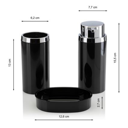 Ensemble de salle de bain CARMEN 5 pce noir/chrome brillant