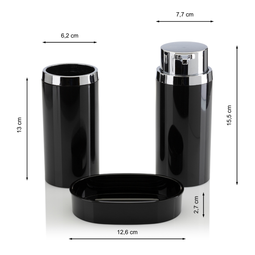Ensemble de salle de bain CARMEN 5 pce noir/chrome brillant
