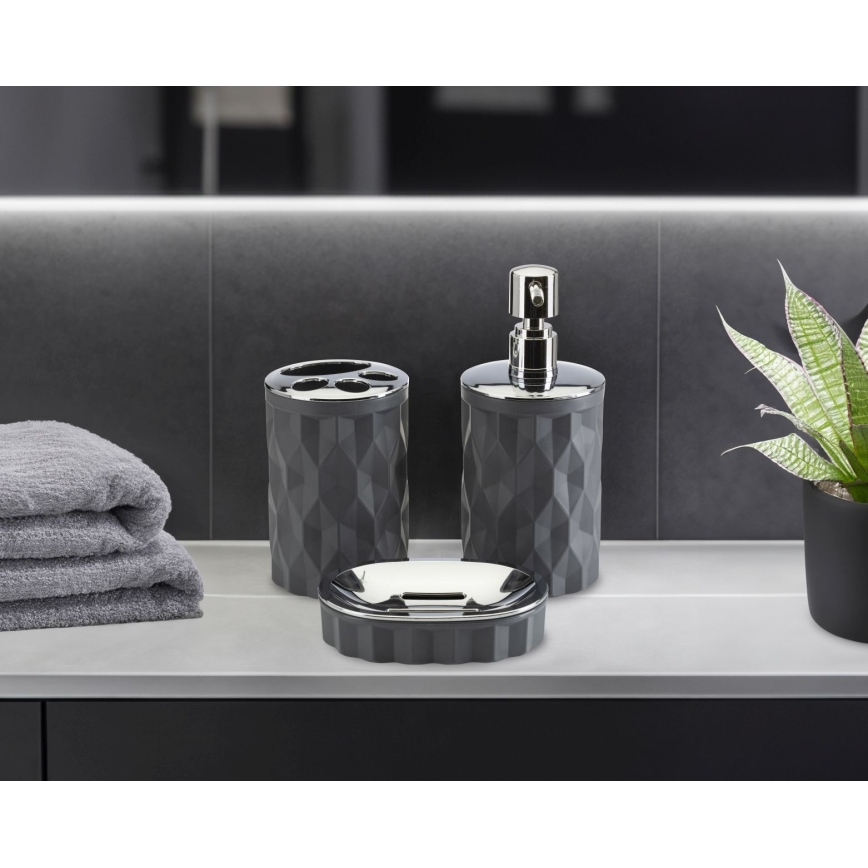 Ensemble de salle de bain REINA 5 pce anthracite/chrome brillant