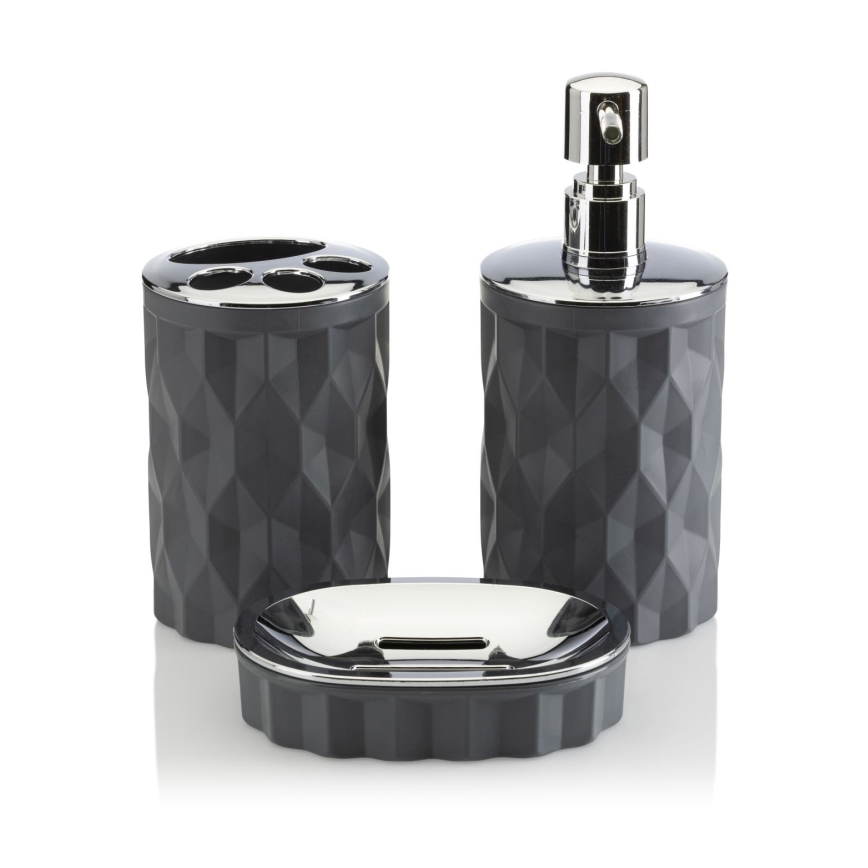 Ensemble de salle de bain REINA 5 pce anthracite/chrome brillant