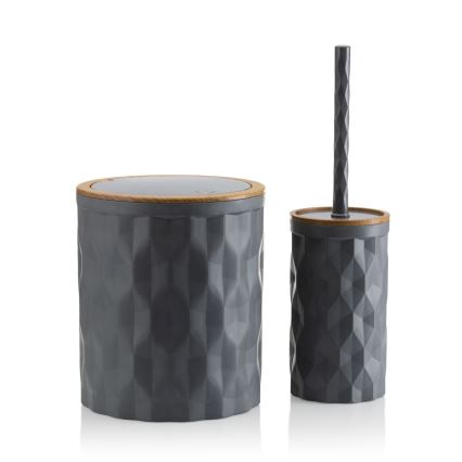 Ensemble de salle de bain REINA 5 pce anthracite/marron