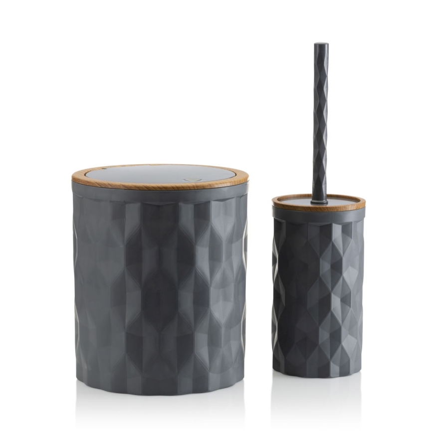 Ensemble de salle de bain REINA 5 pce anthracite/marron
