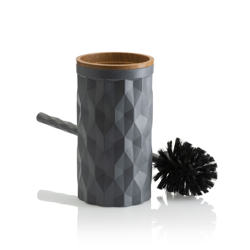 Ensemble de salle de bain REINA 5 pce anthracite/marron