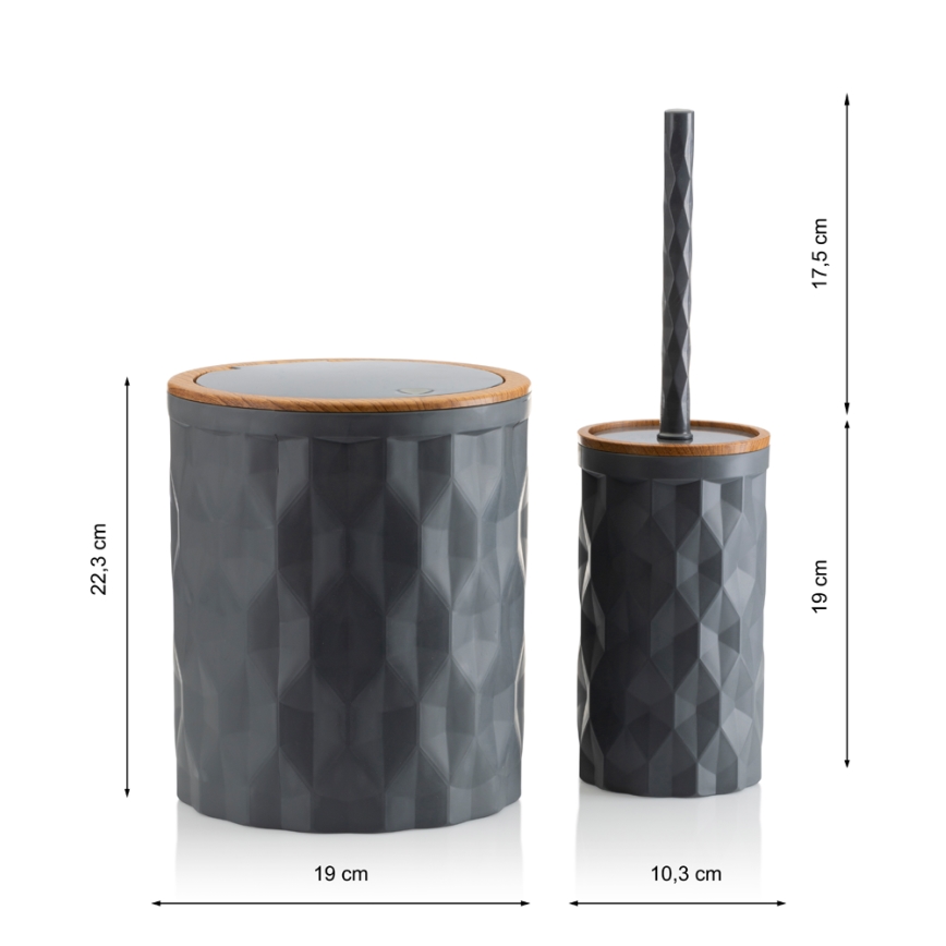 Ensemble de salle de bain REINA 5 pce anthracite/marron