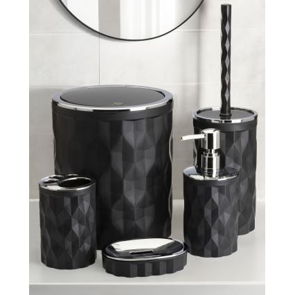 Ensemble de salle de bain REINA 5 pce noir/chrome brillant