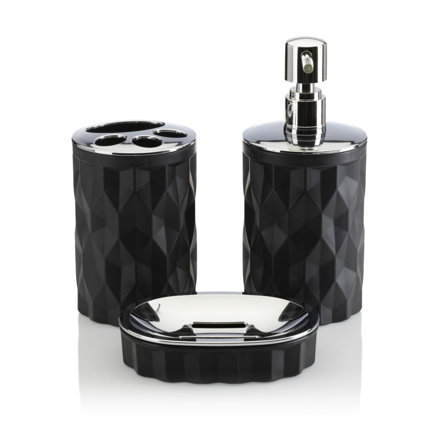 Ensemble de salle de bain REINA 5 pce noir/chrome brillant