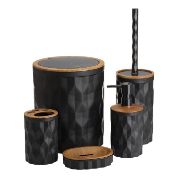 Ensemble de salle de bain REINA 5 pce noir/marron