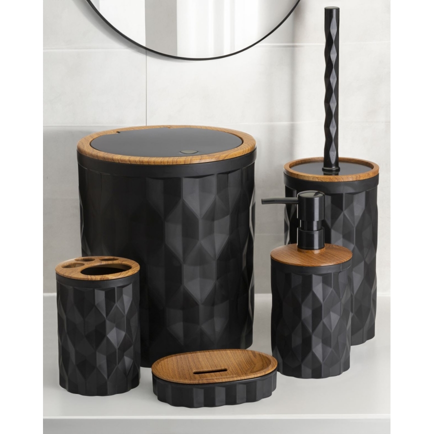 Ensemble de salle de bain REINA 5 pce noir/marron