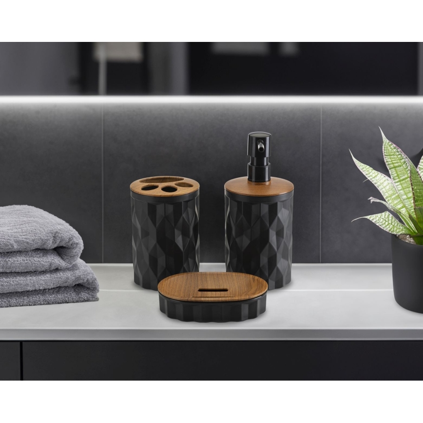 Ensemble de salle de bain REINA 5 pce noir/marron