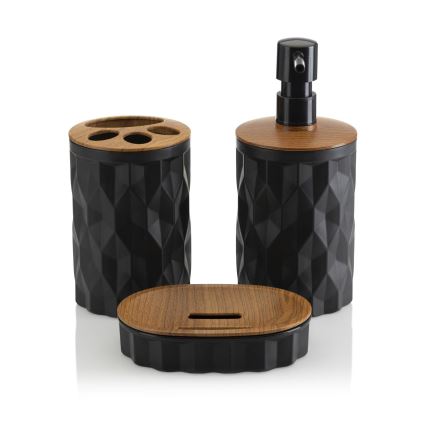 Ensemble de salle de bain REINA 5 pce noir/marron