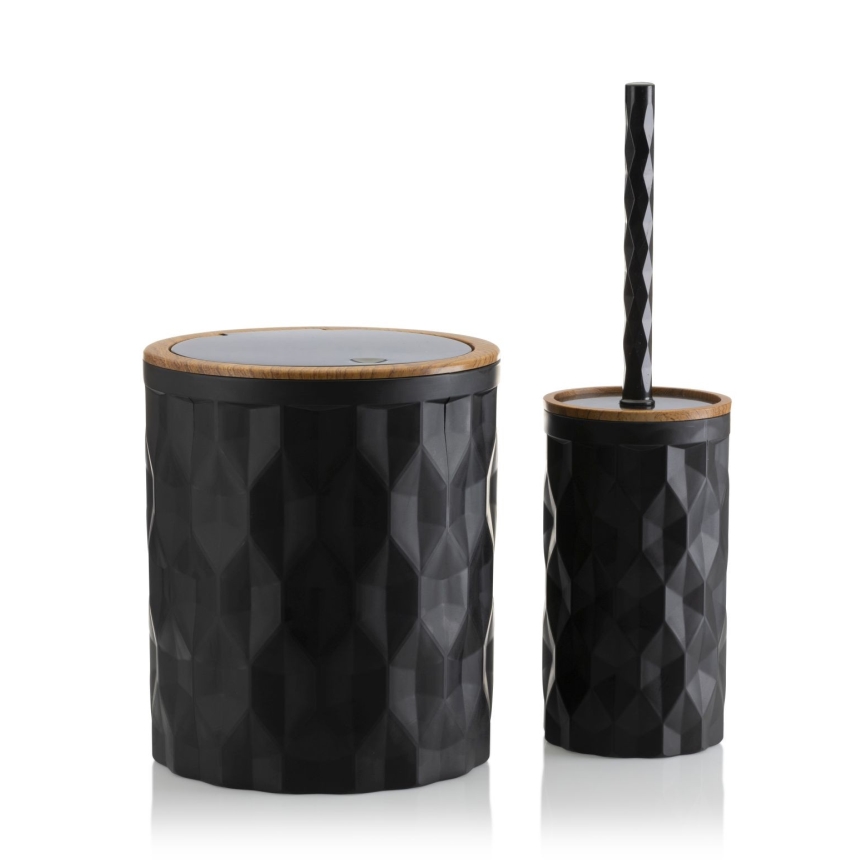 Ensemble de salle de bain REINA 5 pce noir/marron
