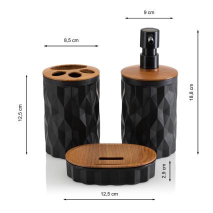 Ensemble de salle de bain REINA 5 pce noir/marron