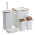 Ensemble de salle de bain ZOYA 5 pce blanc/marron