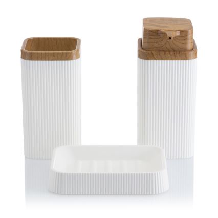 Ensemble de salle de bain ZOYA 5 pce blanc/marron