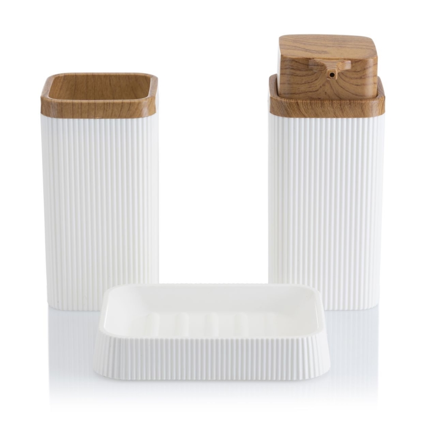 Ensemble de salle de bain ZOYA 5 pce blanc/marron