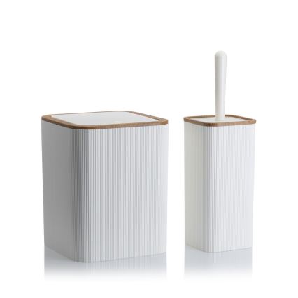 Ensemble de salle de bain ZOYA 5 pce blanc/marron