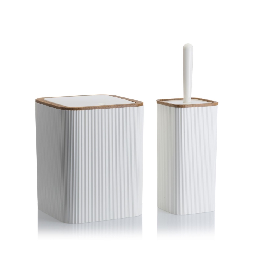 Ensemble de salle de bain ZOYA 5 pce blanc/marron
