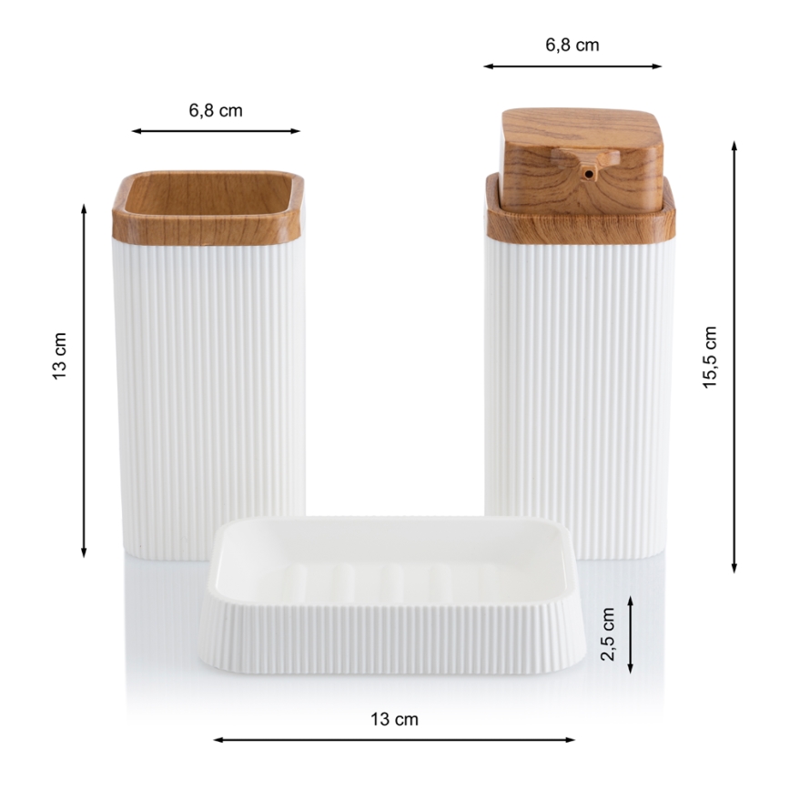 Ensemble de salle de bain ZOYA 5 pce blanc/marron