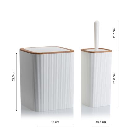 Ensemble de salle de bain ZOYA 5 pce blanc/marron