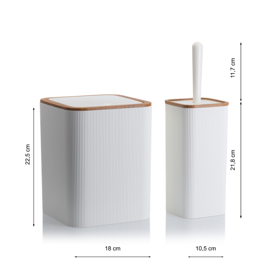 Ensemble de salle de bain ZOYA 5 pce blanc/marron
