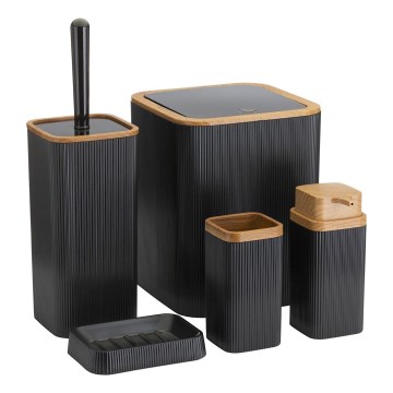 Ensemble de salle de bain ZOYA 5 pce noir/marron