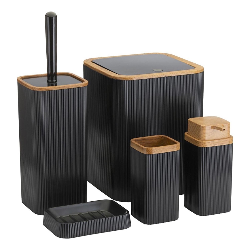 Ensemble de salle de bain ZOYA 5 pce noir/marron