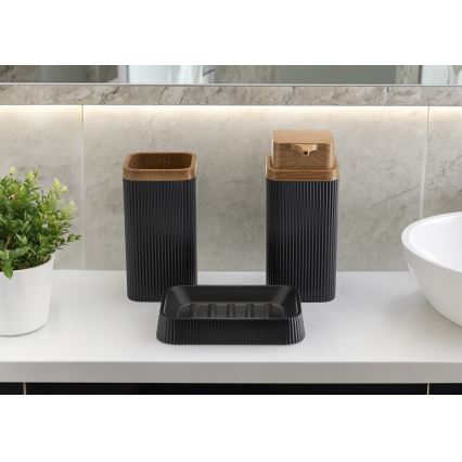 Ensemble de salle de bain ZOYA 5 pce noir/marron