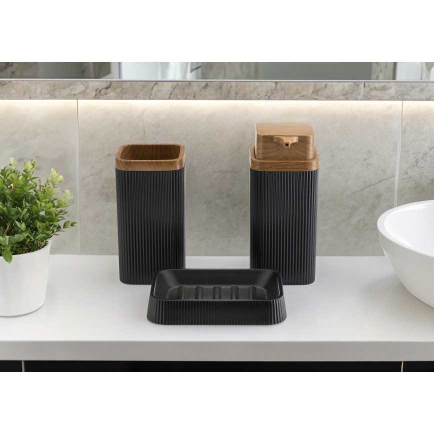 Ensemble de salle de bain ZOYA 5 pce noir/marron