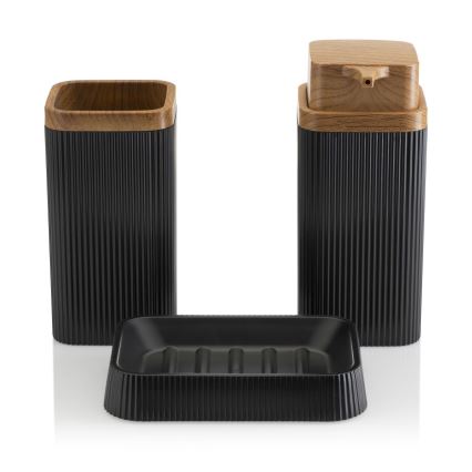 Ensemble de salle de bain ZOYA 5 pce noir/marron